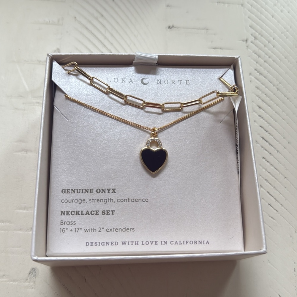 Luna Norte Genuine Onyx Stone Oxidized gold 14K Gold Plated Brass Neck…